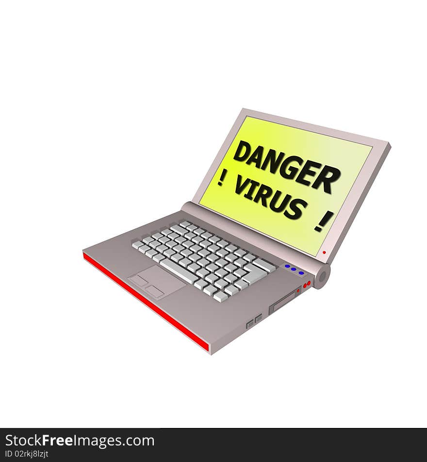 danger virus 3d laptop