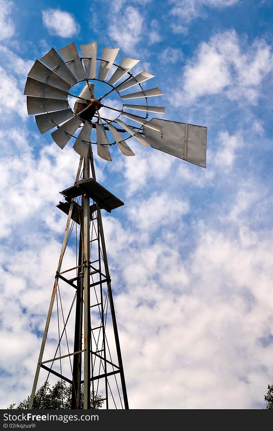 Old, Metal Water-Pumping Windmill