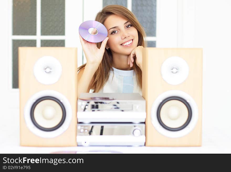 Beautiful girl listening to music