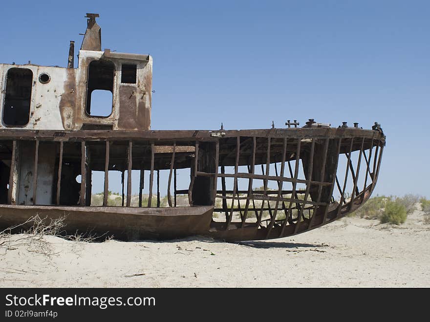 Boats cemetary in Aral Sea area