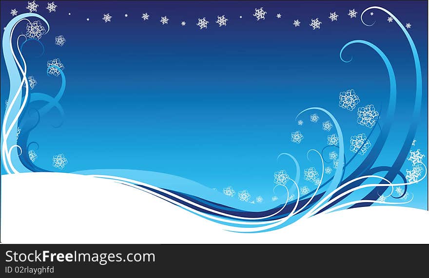 Blue christmas background with snowflakes,  illustration