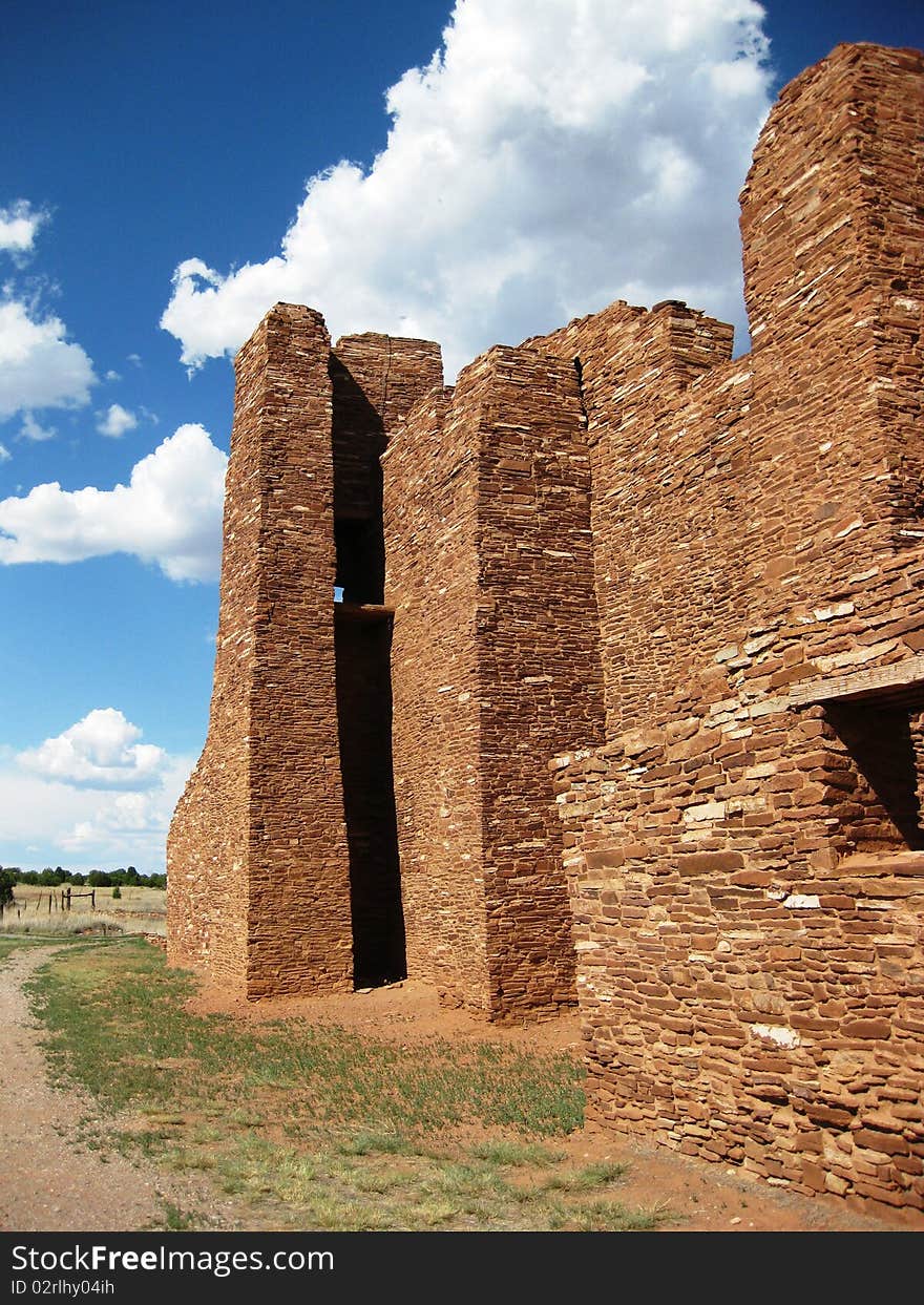 One can only imagine the sweat and tears the Tiwa and Tompiro Puebloan Indians put into meticulously building this Spanish mission next to their pueblo (home town). The brick laying was done without mortar but by carefully selecting the correct sized pieces. Spanish Franciscans coerced the Indians into conversion in the 1600s. One can only imagine the sweat and tears the Tiwa and Tompiro Puebloan Indians put into meticulously building this Spanish mission next to their pueblo (home town). The brick laying was done without mortar but by carefully selecting the correct sized pieces. Spanish Franciscans coerced the Indians into conversion in the 1600s.