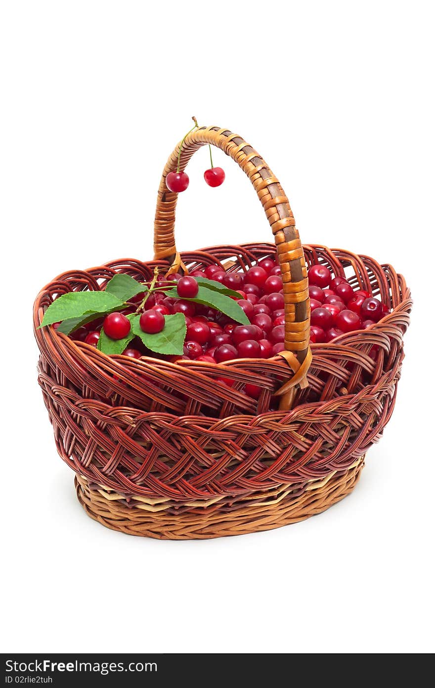 Basket with ripe cherries