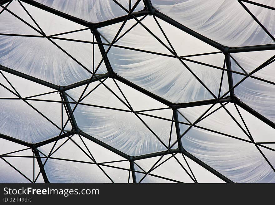 Detail of one of the biomes at the Eden Project in Cornwall. Detail of one of the biomes at the Eden Project in Cornwall