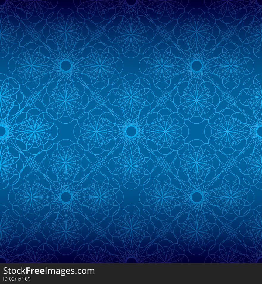 Shades of different blues with seamless floral spiral background pattern. Shades of different blues with seamless floral spiral background pattern