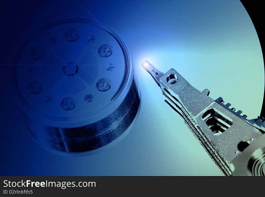 Conceptual view of hard drive and circuit board. Conceptual view of hard drive and circuit board