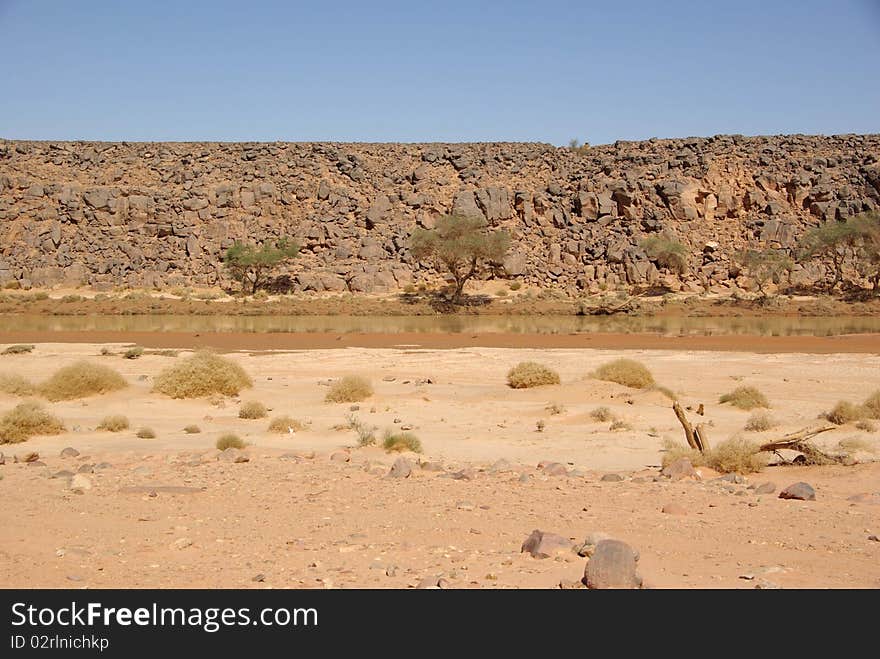 River in the desert of Libya, in Africa. River in the desert of Libya, in Africa