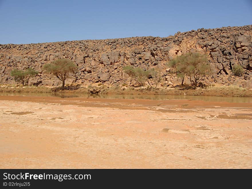 River in the desert of Libya, in Africa. River in the desert of Libya, in Africa