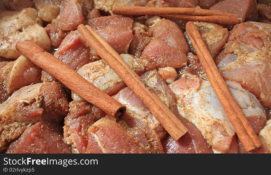 Macro pic of meat and cinnamon