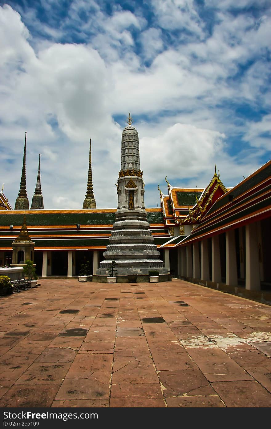 The pagoda of poe temple bangkok thailand