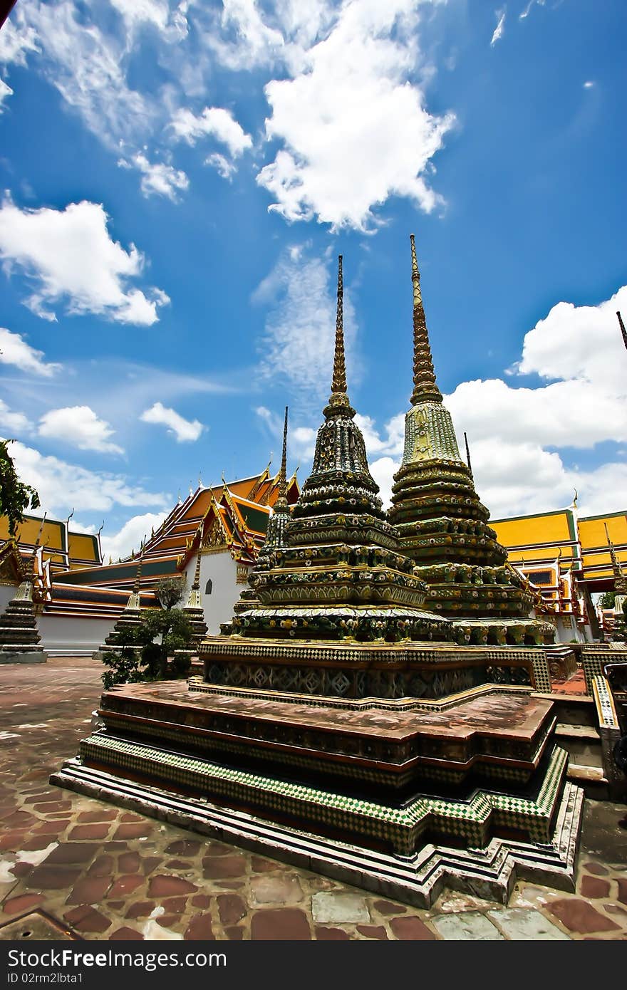 The pagoda of poe temple bangkok thailand