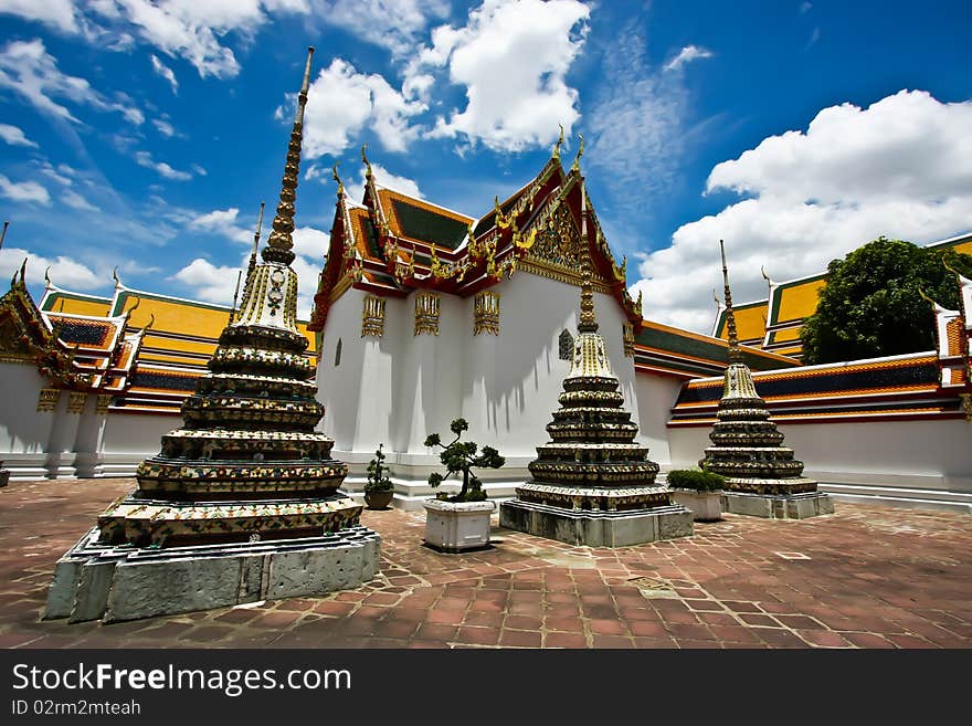 The pagoda of poe temple bangkok thailand