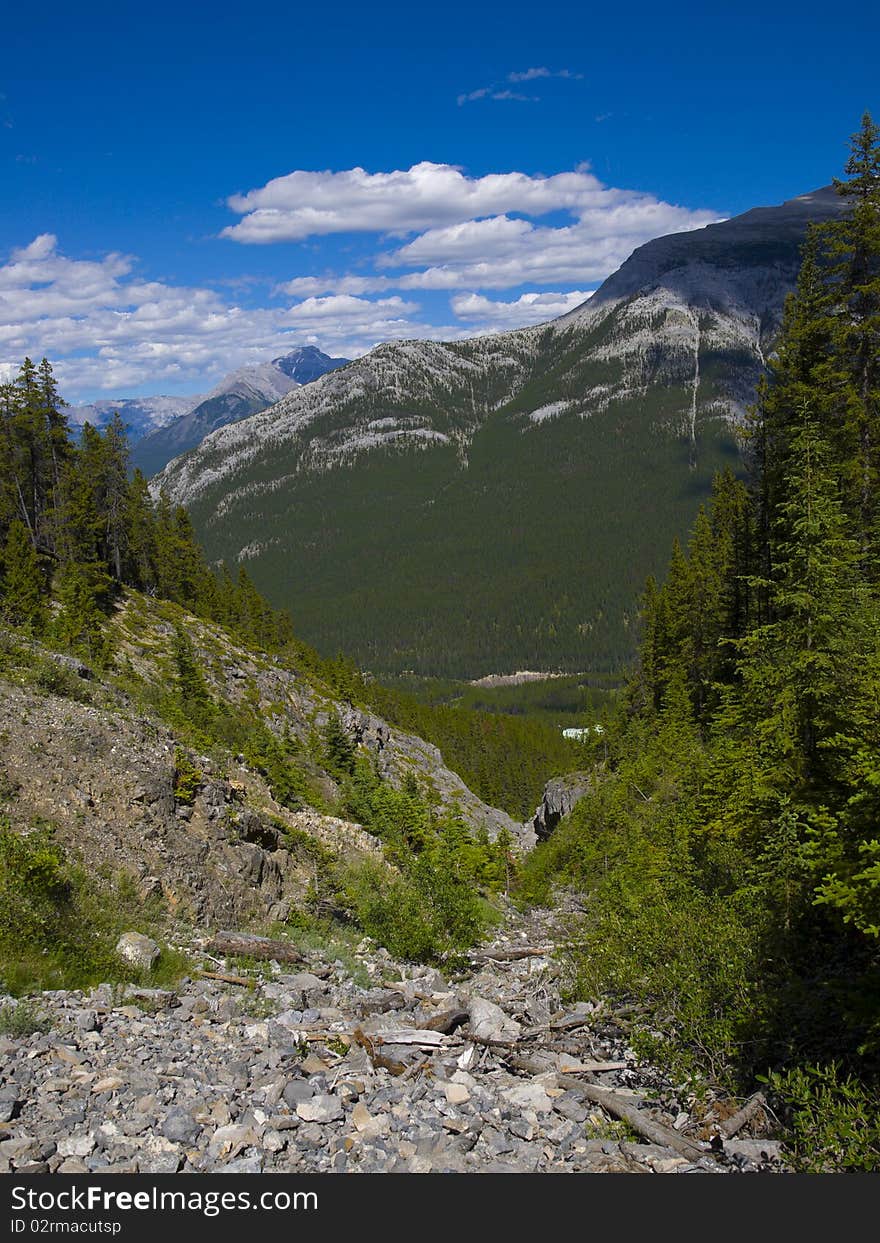 River bed in the rocky mountains with great view. River bed in the rocky mountains with great view