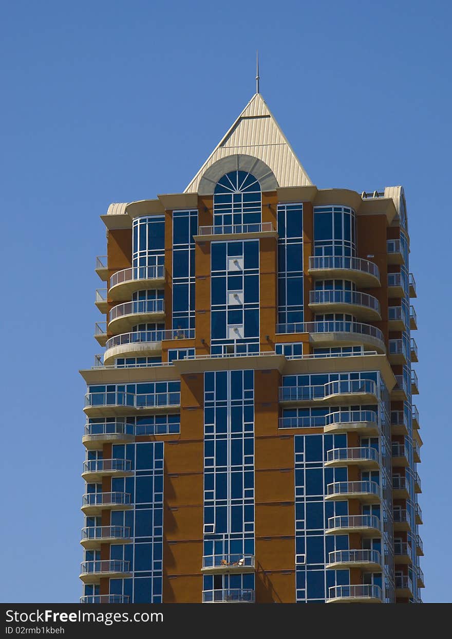 Tall apartment building in Calagary. Alberta, Canada. Residential architecture