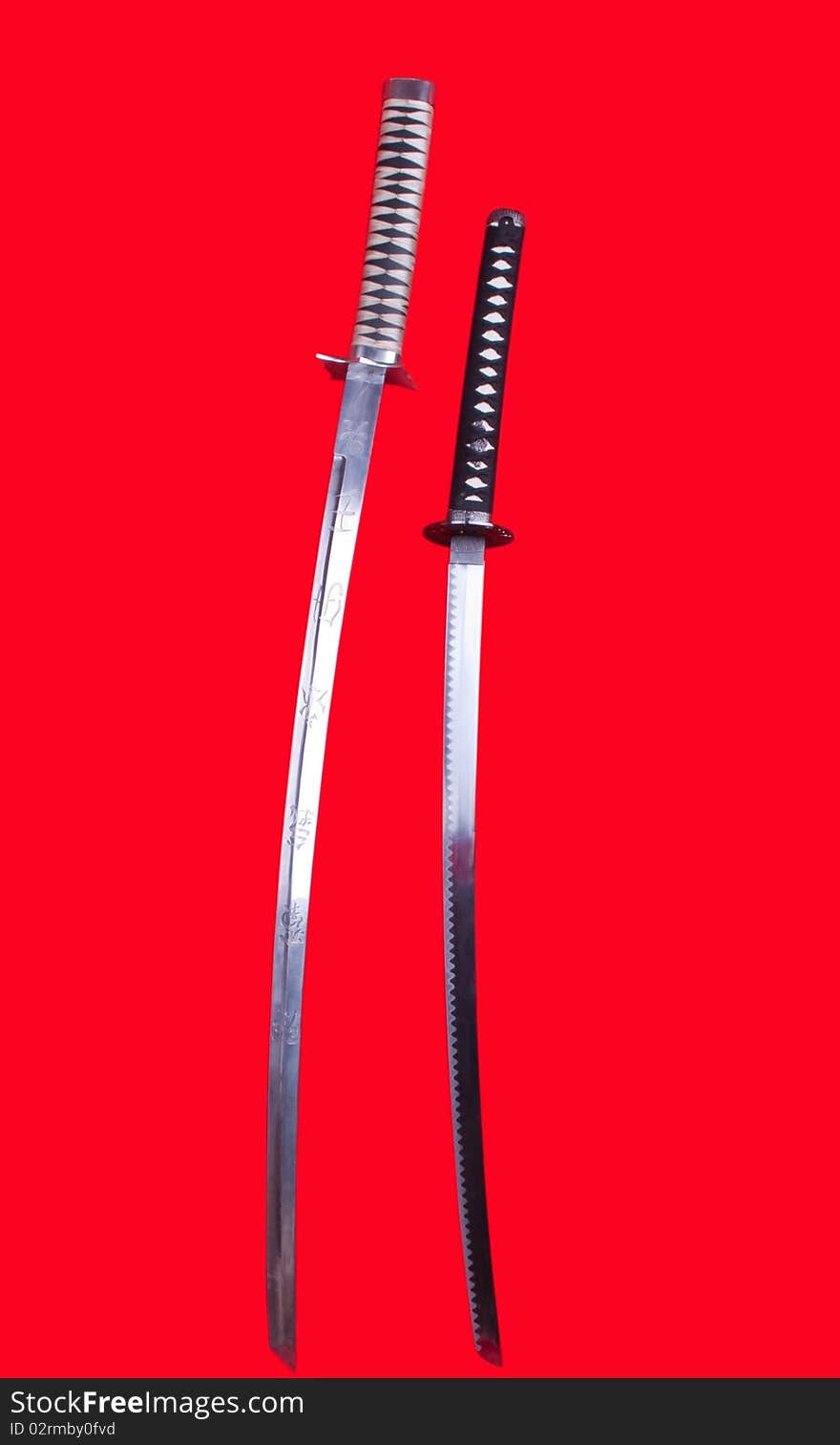 Swords isolated on red background