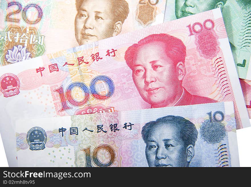 The money on white background, Chinese currency