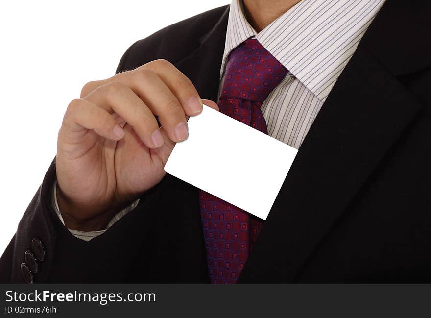 Businessman showing card