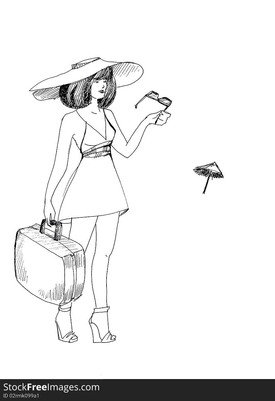 girl with a suitcase