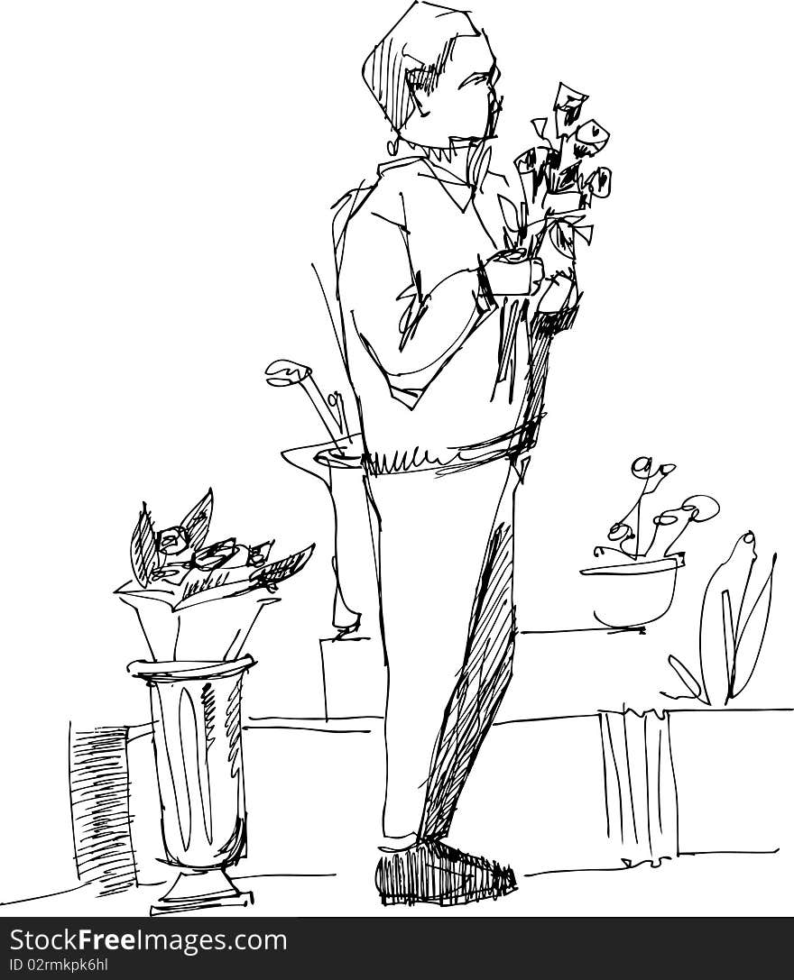 fellow with a bouquet