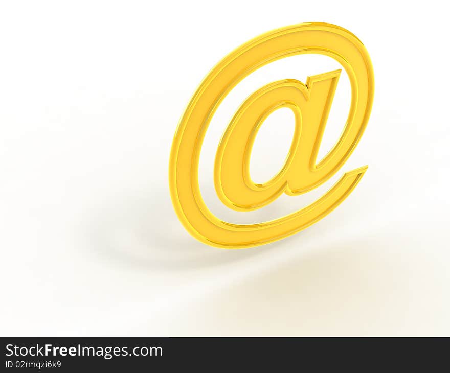 Golden Email symbol isolated on white