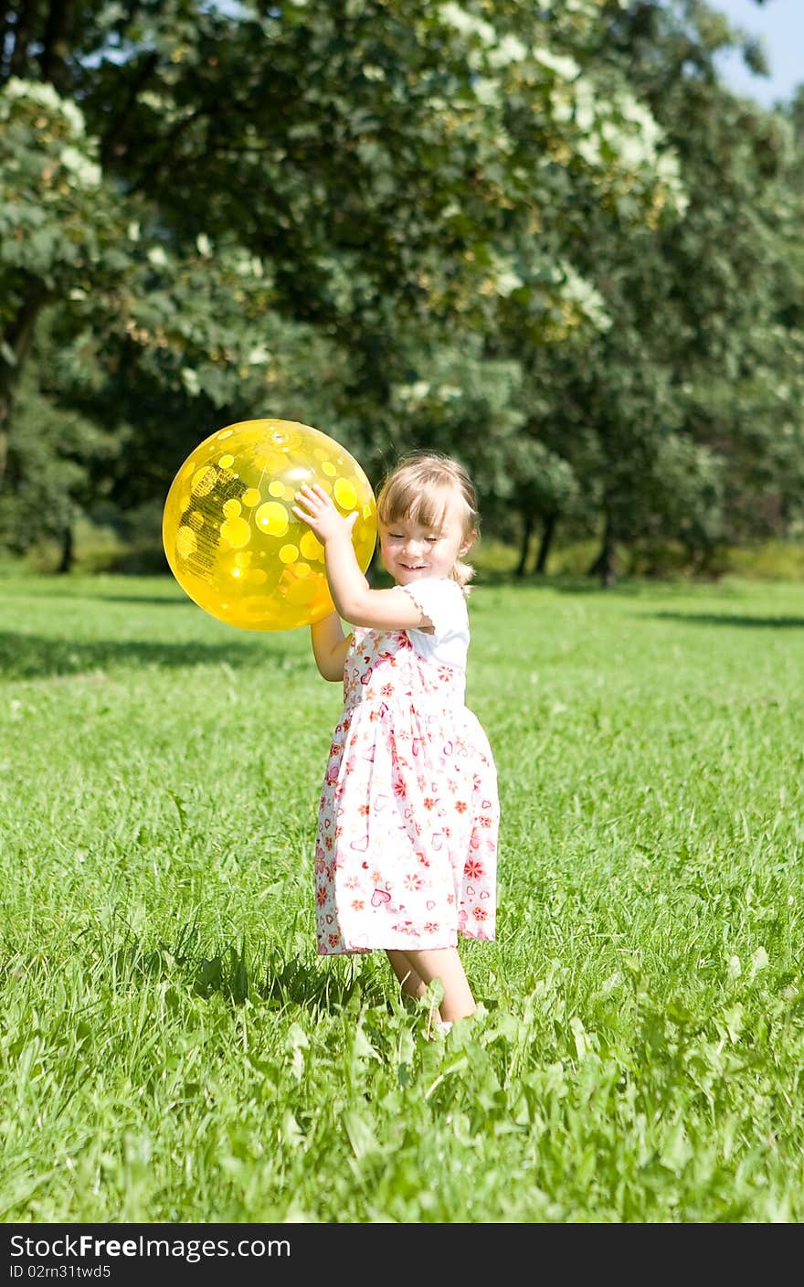 Sweet girl having fun wit ball. Sweet girl having fun wit ball