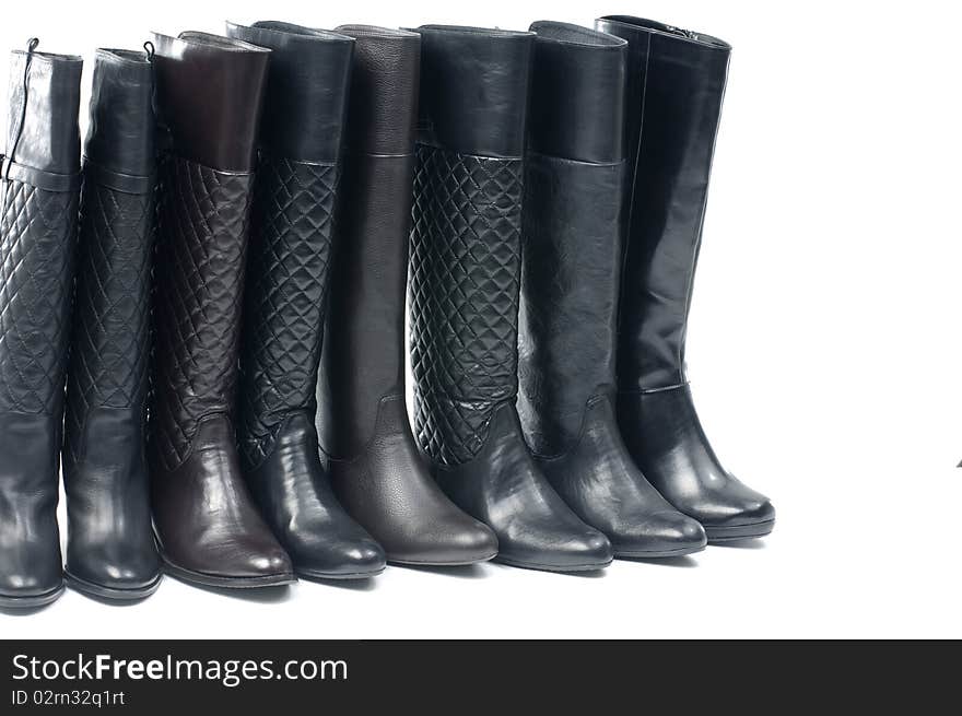 Row of black woman boot