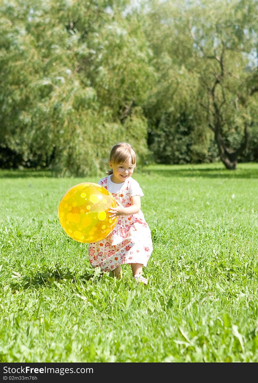 Sweet girl having fun wit ball. Sweet girl having fun wit ball