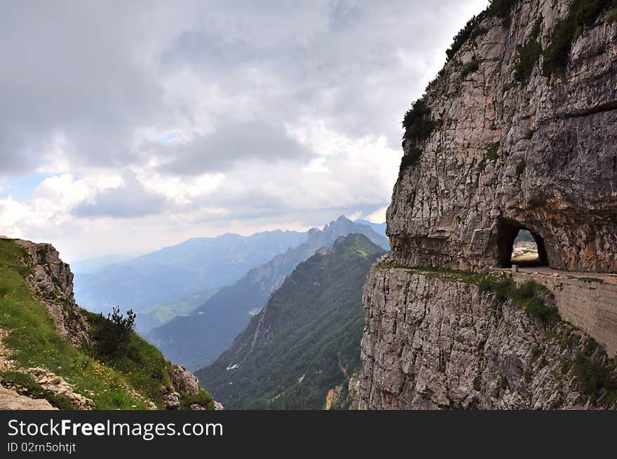 A landscape composed by peaks mountains and gallery. A landscape composed by peaks mountains and gallery