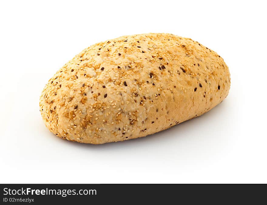 Loaf of bread fresh baked isolated against white