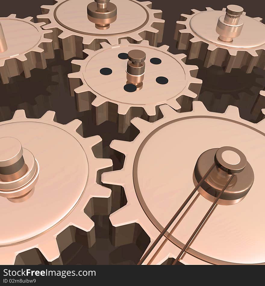 Background image of various 3D gears. Background image of various 3D gears.