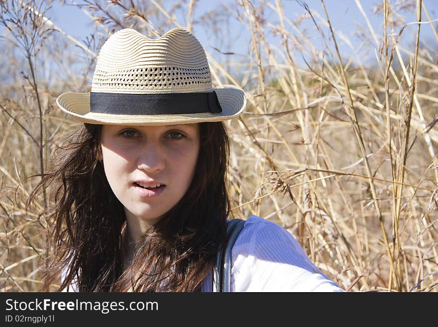 Portrait of a young girl in the veld. Portrait of a young girl in the veld