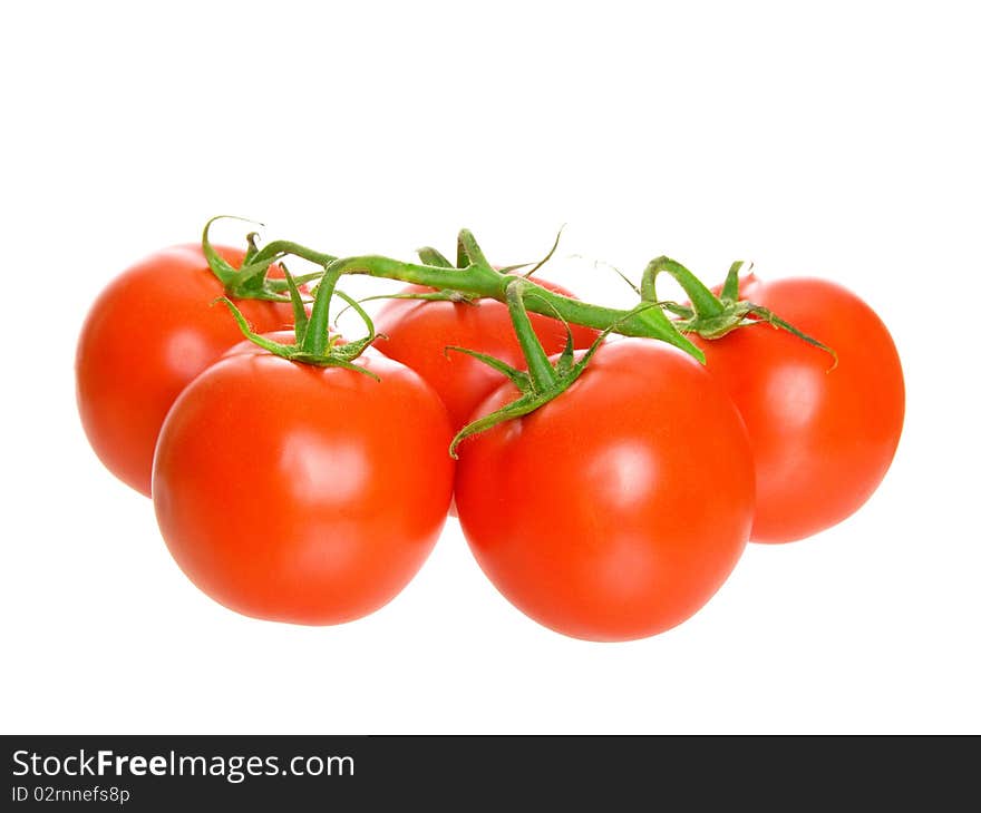 Red tomato isolated on white background.