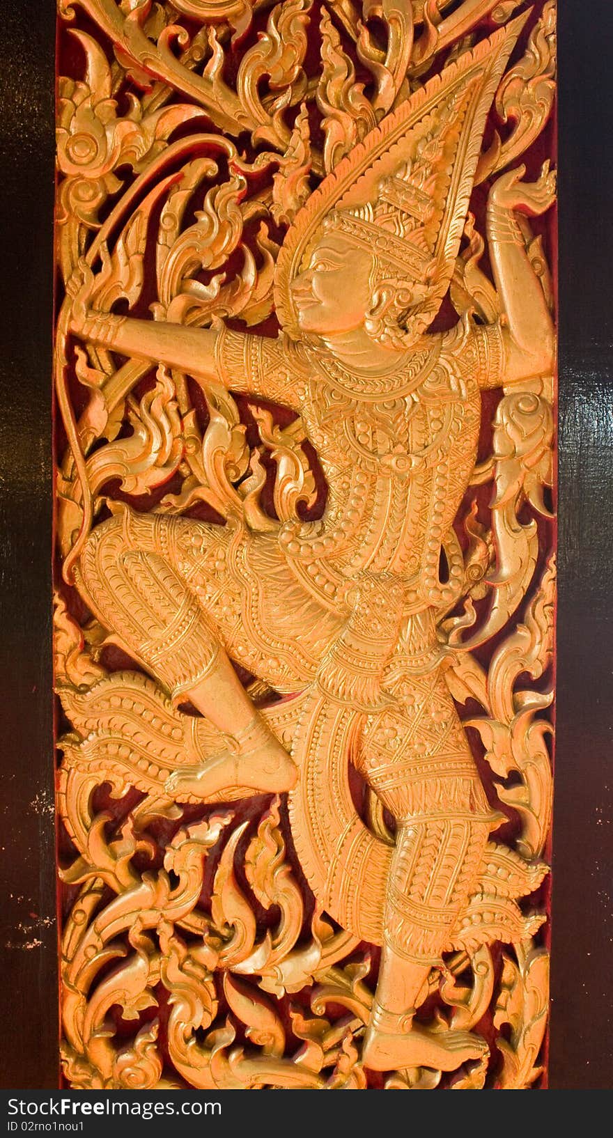 Thai carving at a wall of temple