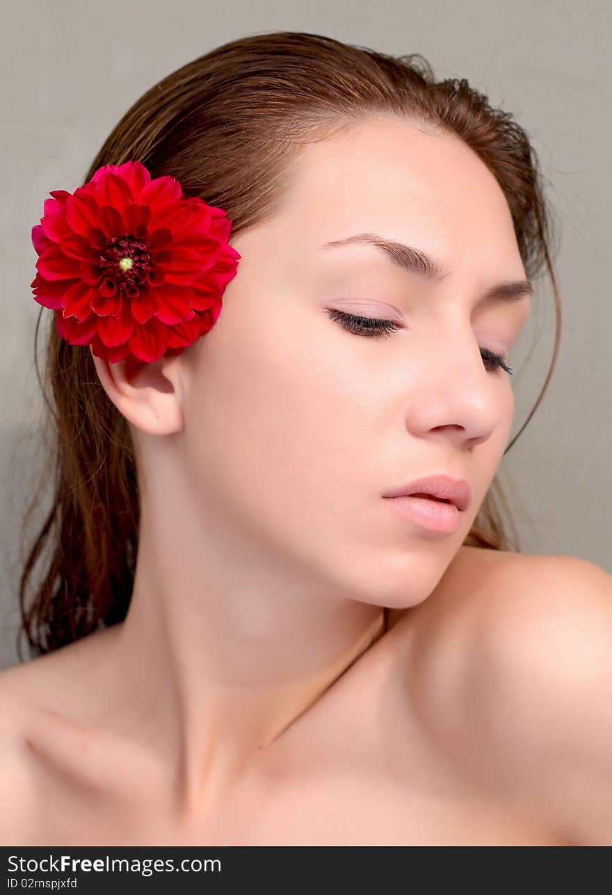 Closeup portrait of young girl