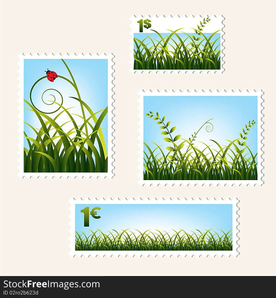 Stamps With Grass,