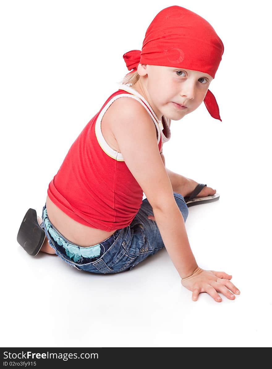 Little boy in dance. Isolated on whie background