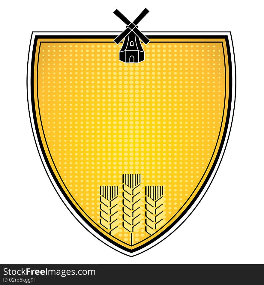 Grain emblem, farm and mill