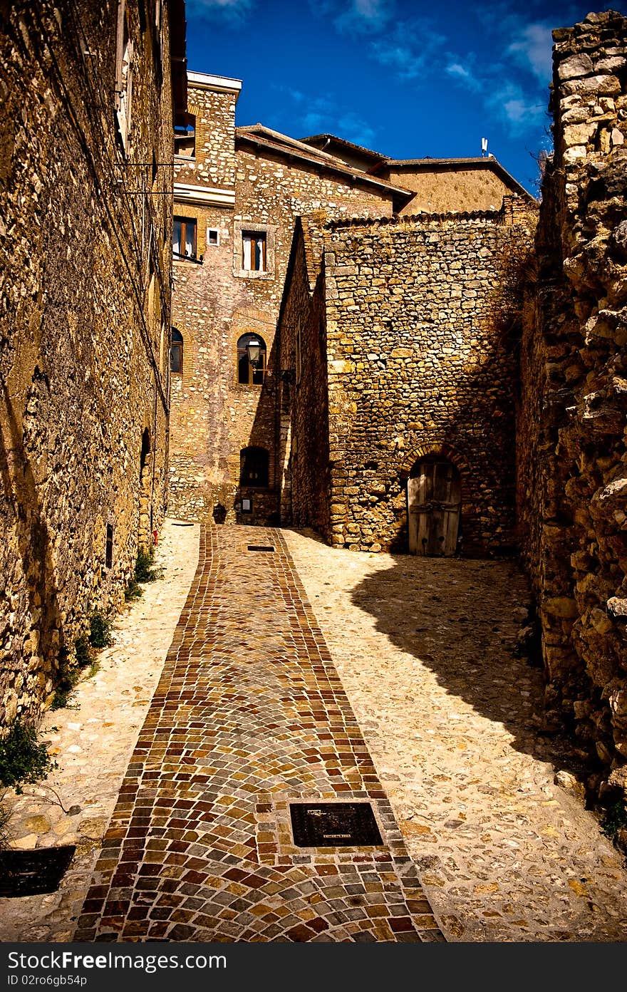 Romantic Old Italian Stone Building, And Blue Sky