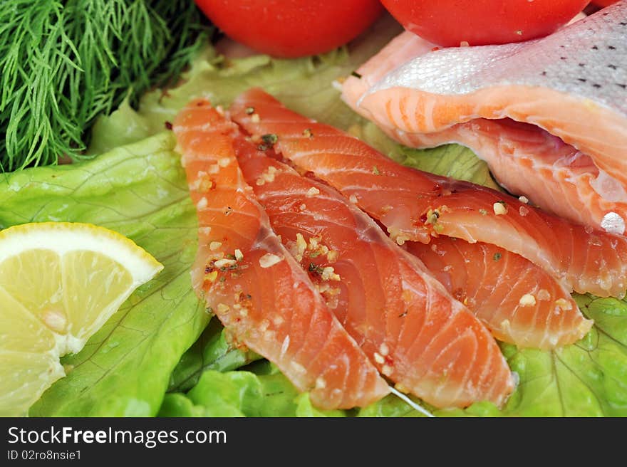 Pieces of  salmon