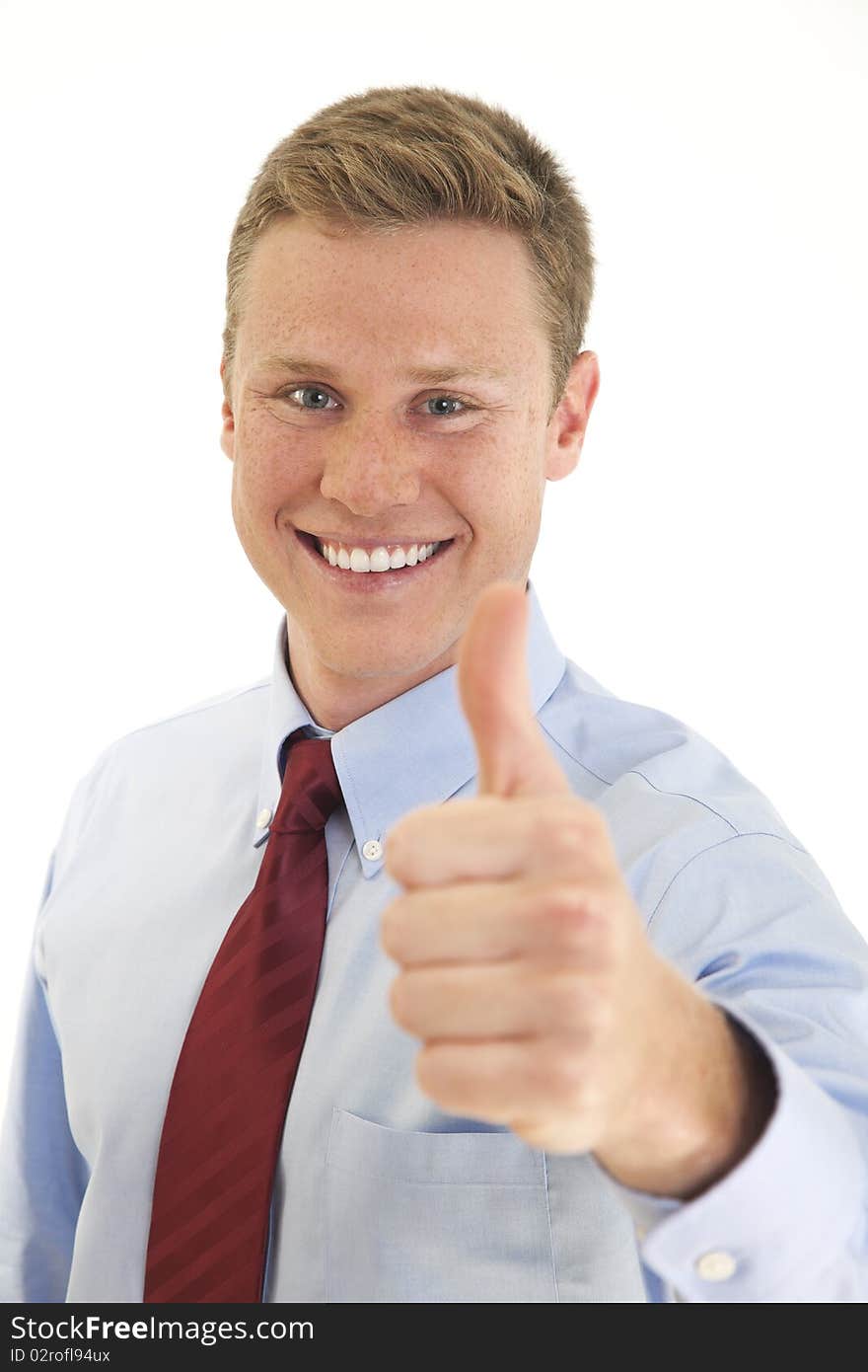 Young Businessman Giving Thumbs Up