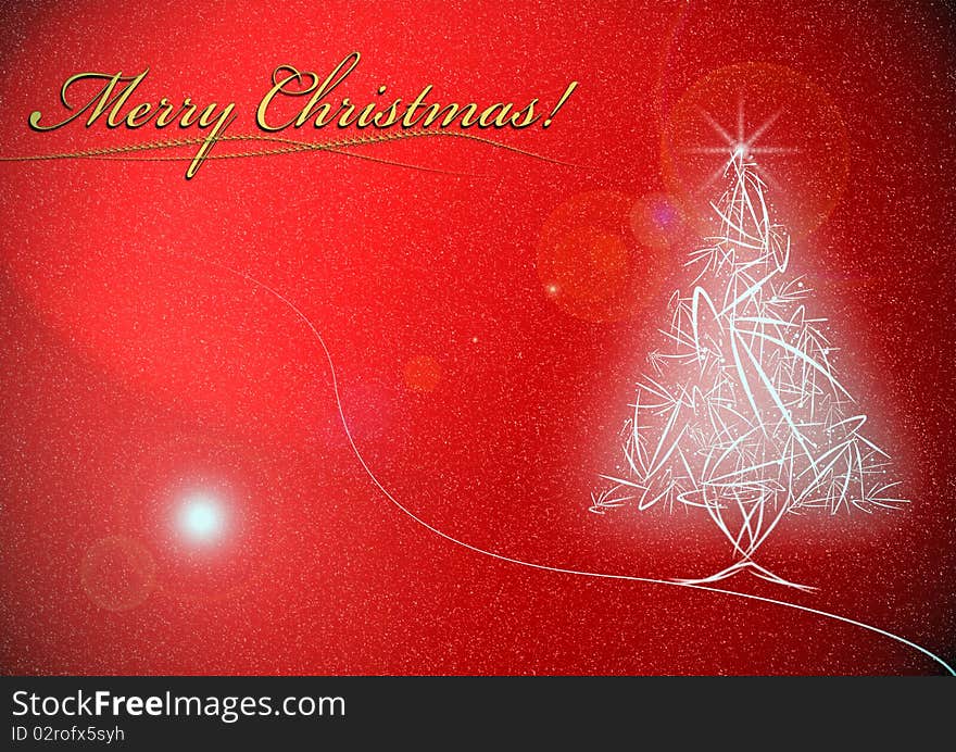 Christmas tree on red background. Christmas tree on red background