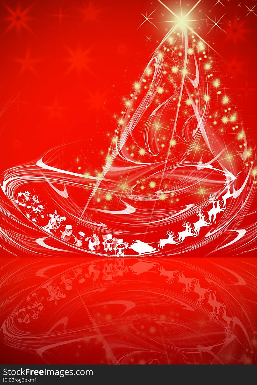 Christmas tree on red background. Christmas tree on red background