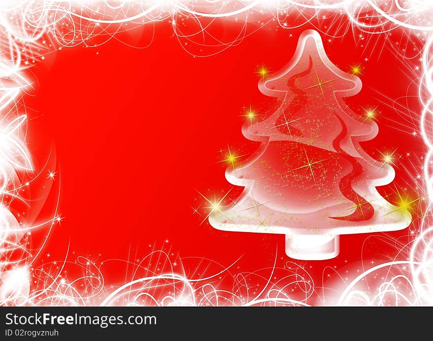 Christmas tree on red background. Christmas tree on red background