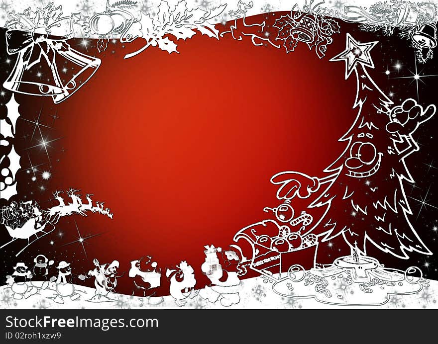 Christmas tree on red background. Christmas tree on red background