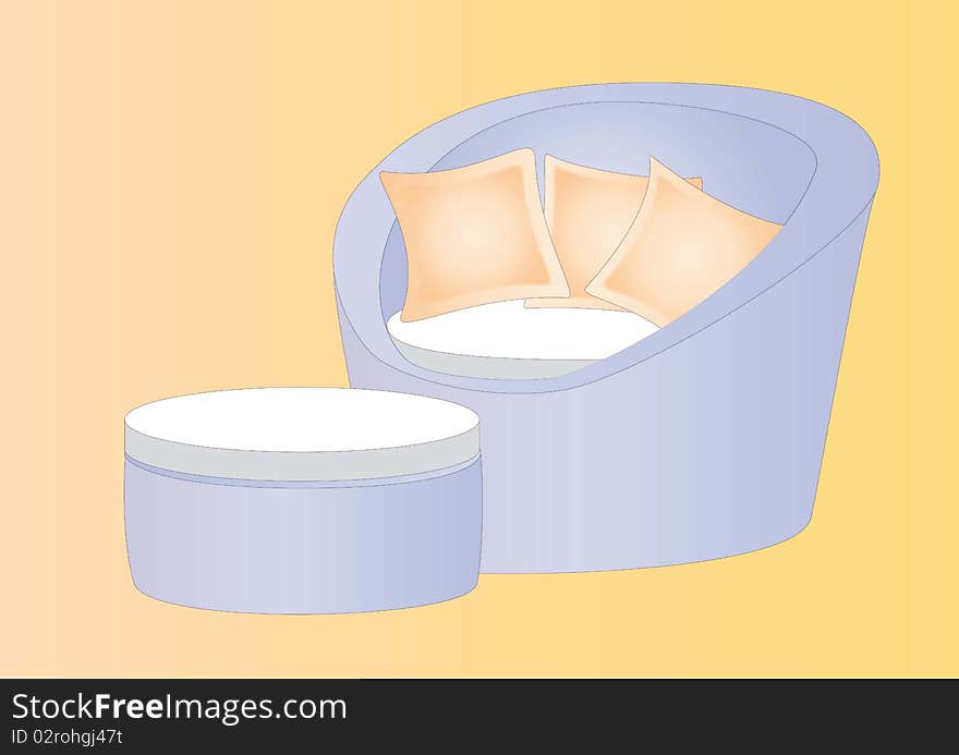 Relaxing lounge on light orange background