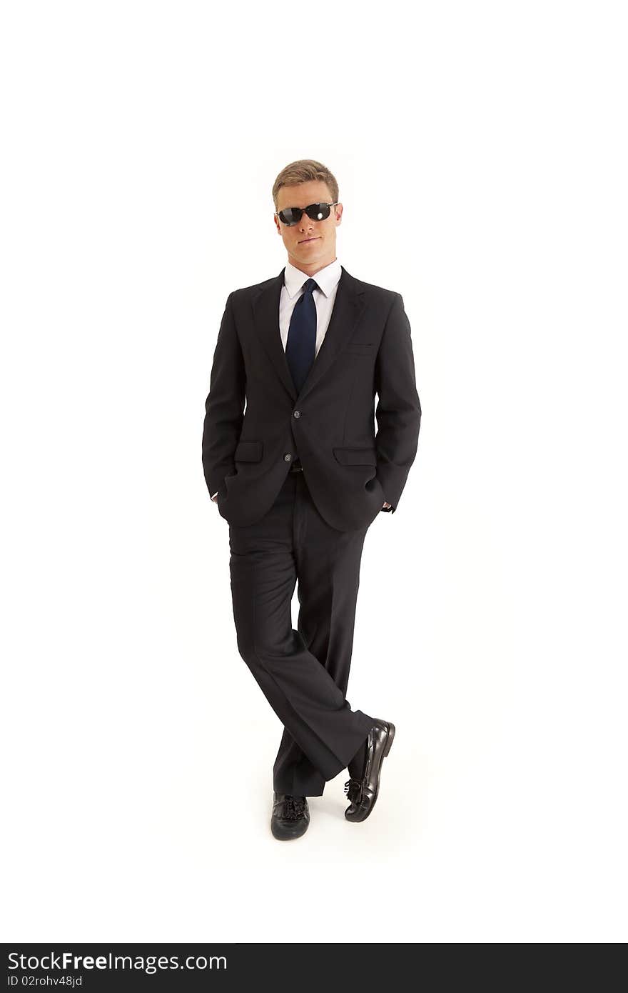 Confide Young Businessman With Sunglasses