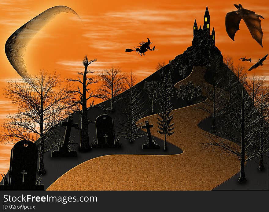 A halloween scary dark night. A halloween scary dark night