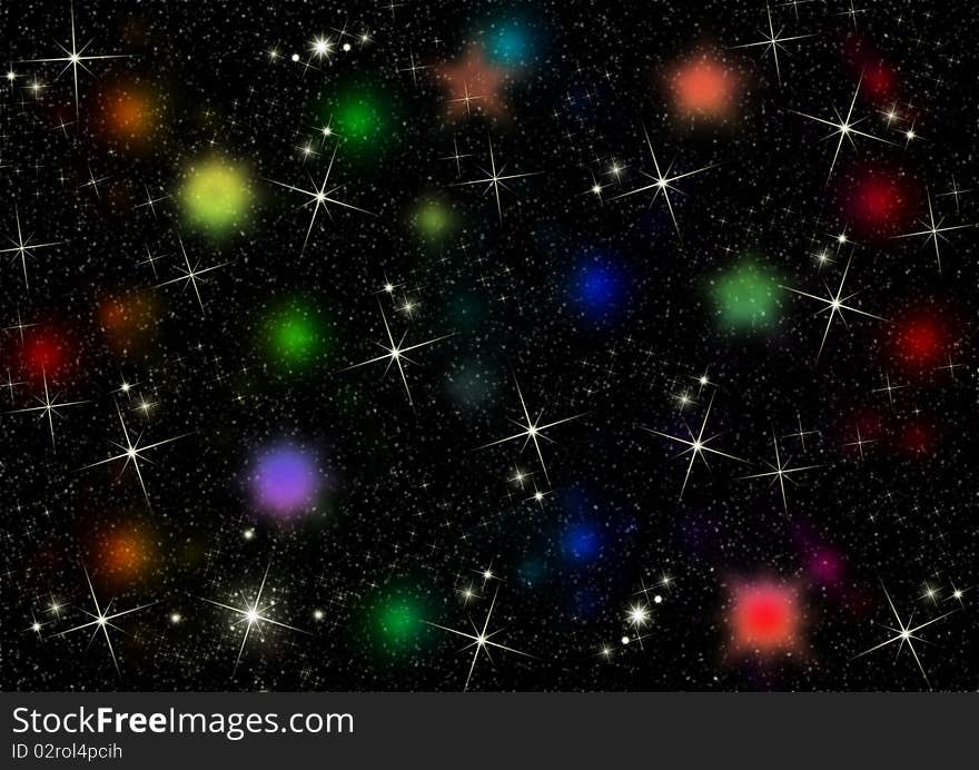 Multicolored stars on black background. Multicolored stars on black background