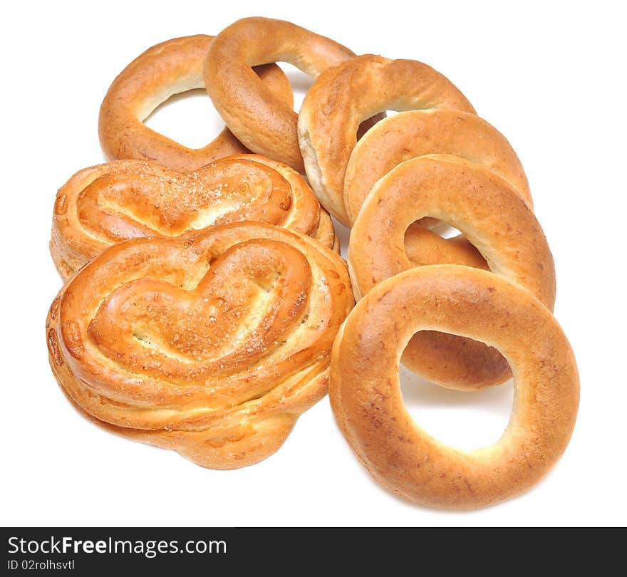 Loaves of bread isolated over white background.