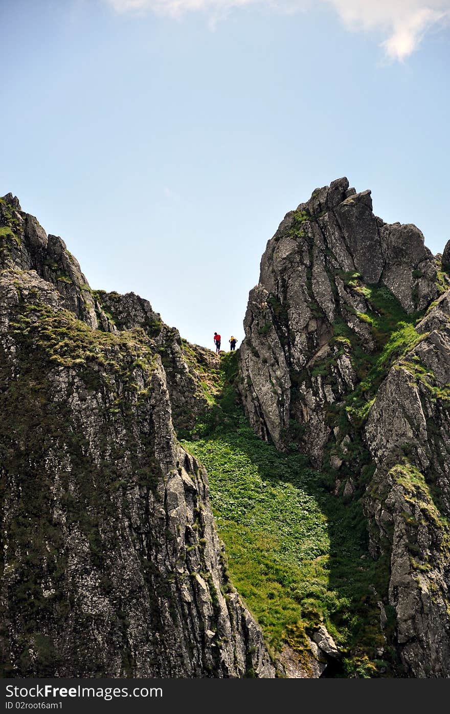 Climbers in French mountains